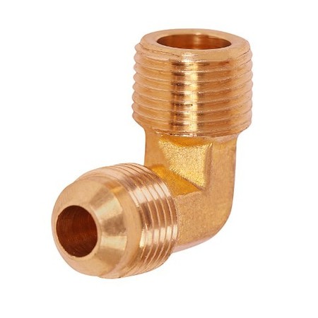 EVERFLOW 1/2" Flare x MIP 90° Elbow Pipe Fitting; Brass F49-12